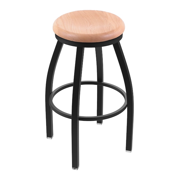 25" Swivel Counter Stool, Black Wrinkle, Nat Oak Seat